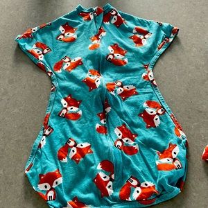 Velcro swaddle and sleep sack with cute fox print